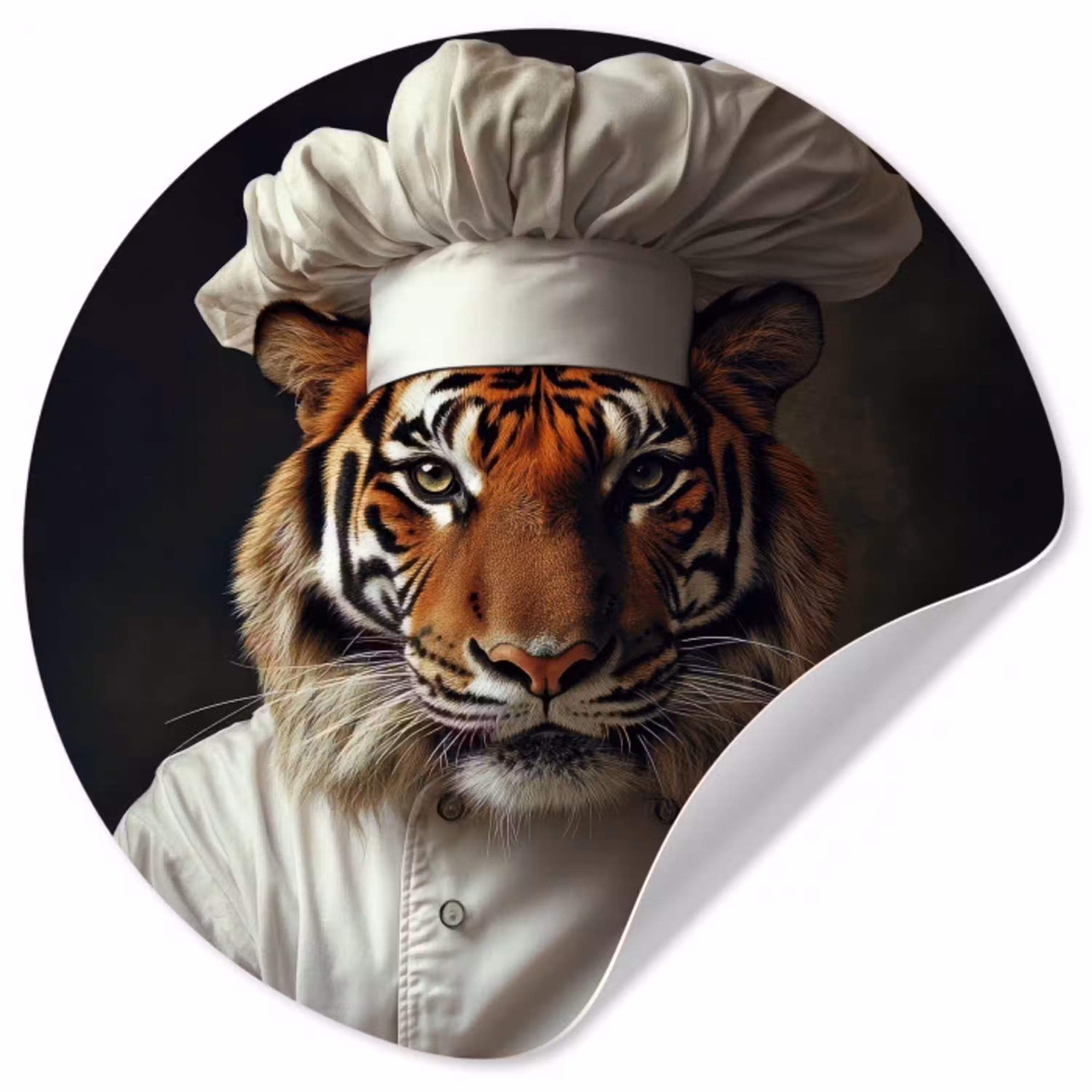 Tijger - Kokskleding - Bruin Wandcirkel behangsticker klein -3d