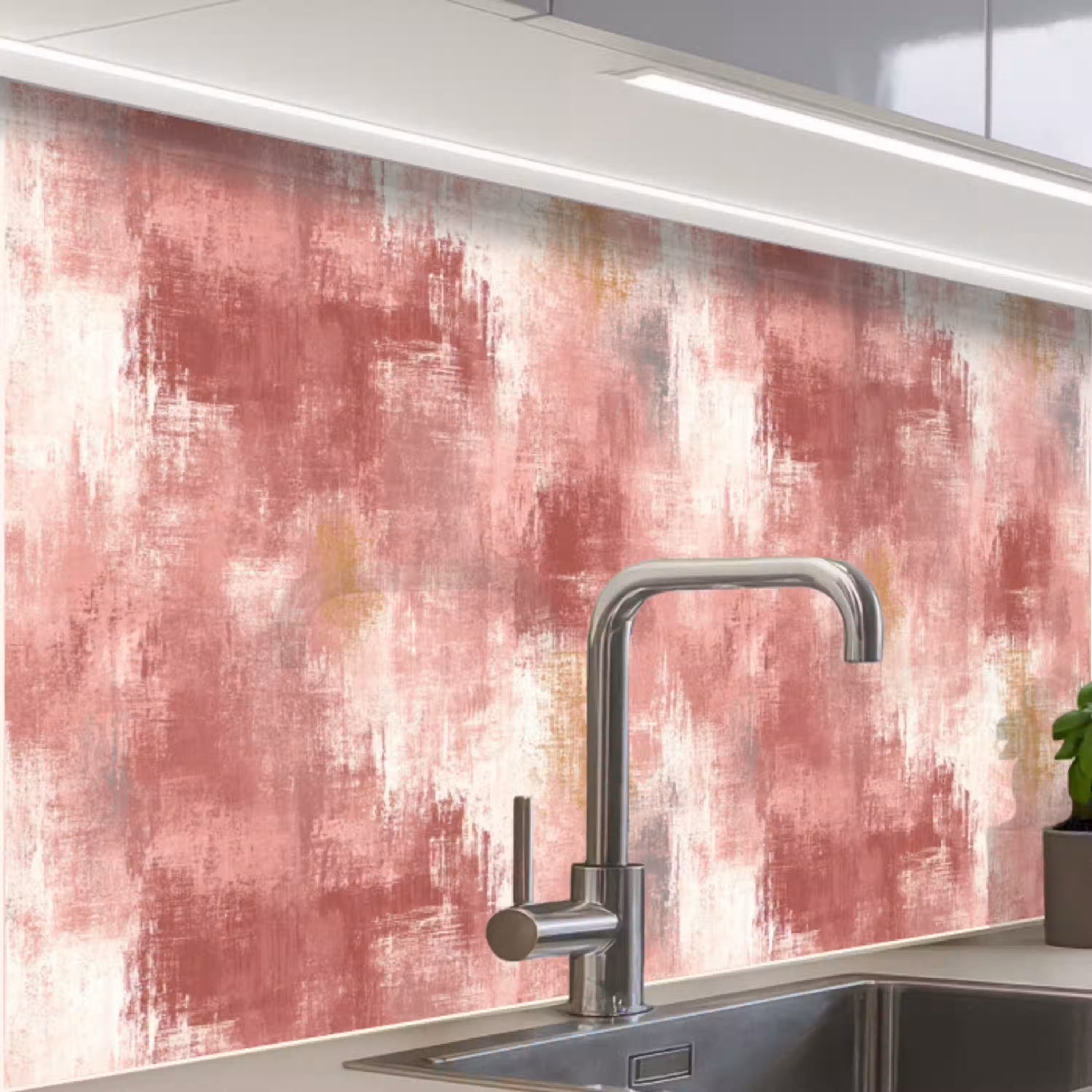 Penseelstrepen - Verweerd - Roze keuken achterwand 2 middel 865 -zzzz3d_schuin