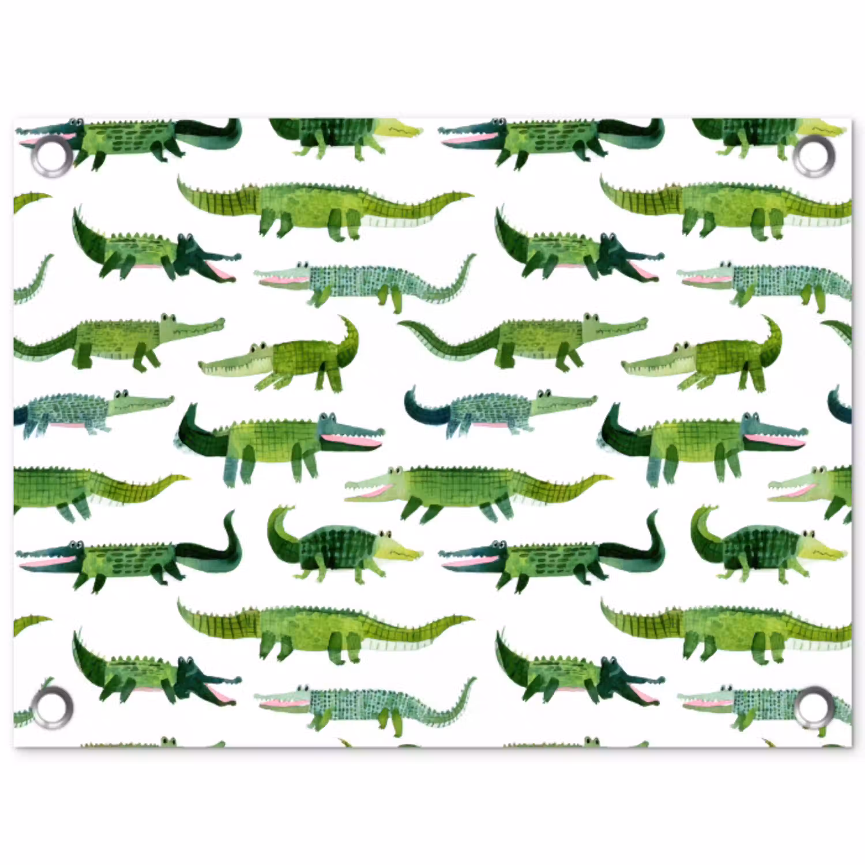 krokodillen - Speels - Groen tuinposter los doek klein 239 -3d