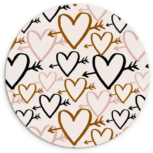 Hartjes - Pijl - Patroon - Terracotta Wandcirkel plexiglas klein 852 -3d