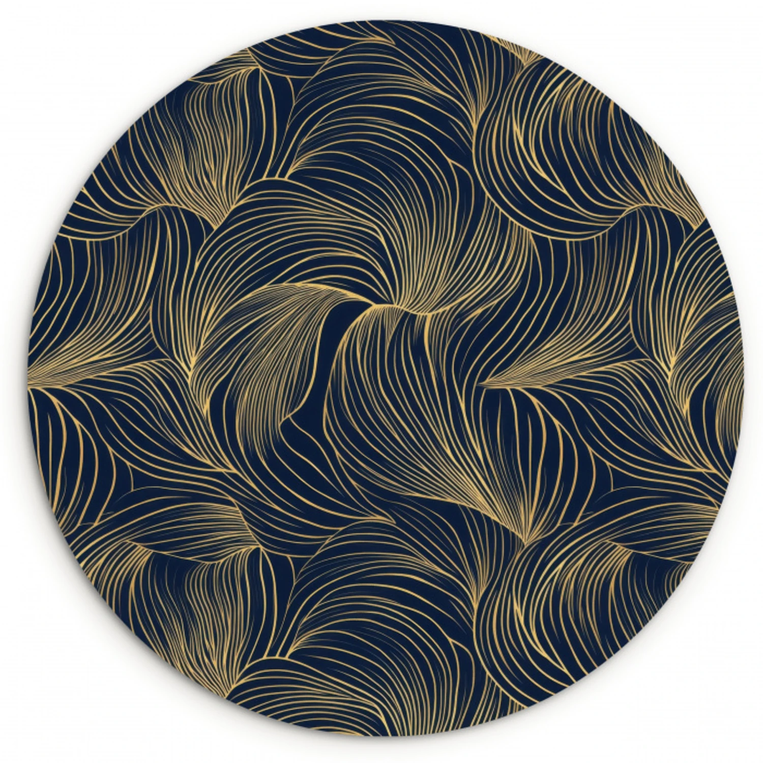Abstract - Lijnen - Blauw - Goud Wandcirkel kunststof plaat 5mm dik klein 188 -3d