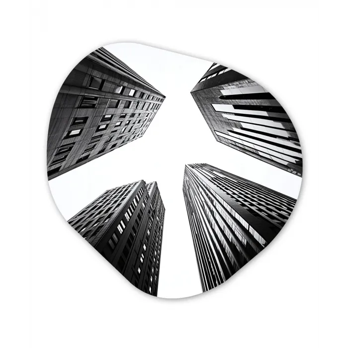 Gebouwen - Lucht - Zwart Wandcirkel Organisch Aluminium middel -3d
