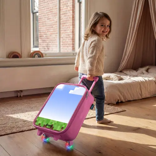 Pixel wereld Kinderkoffer - Roze klein -sfeer1