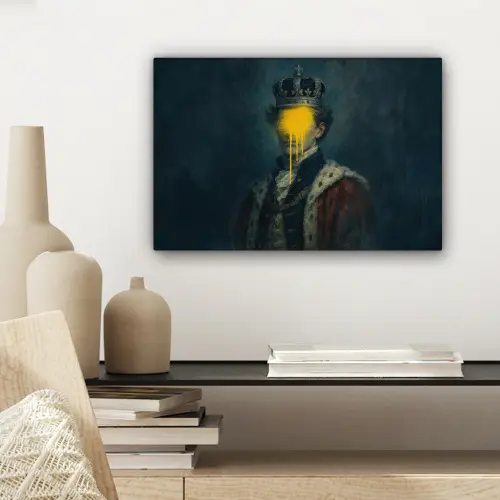 Koning - Portret - Druipende gele verf canvas 2cm klein -sfeer6