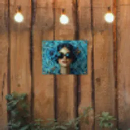 Vrouw - Bloemen - Vlinders - Blauw - Abstract tuinposter los doek klein -sfeer1