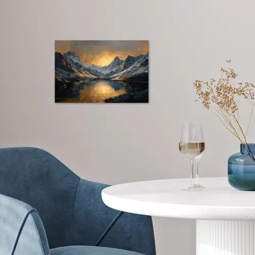Berglandschap met Gouden Zonsondergang poster papier klein -sfeer3