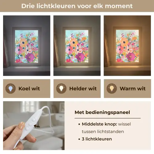 Bloemen - Schilderij - Natuur - Botanisch Light Box met kabel (Tafellamp) klein -USP_lichtkleurNL