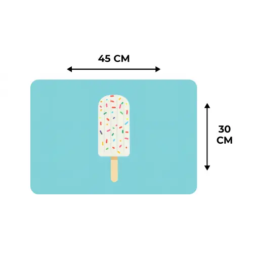 Ijsje - Stokje - Sprinkles - Lichtblauw Placemat vinyl groot -specs