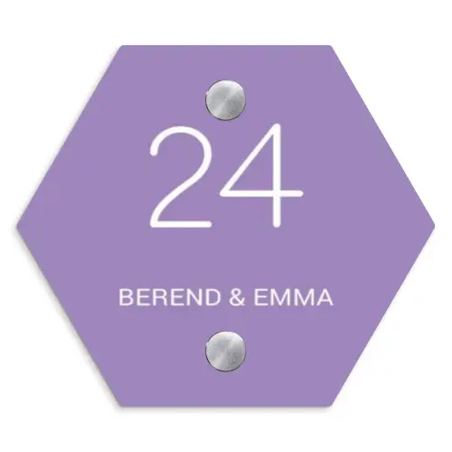 Paars - Klassiek Naambord Hexagon klein -3d