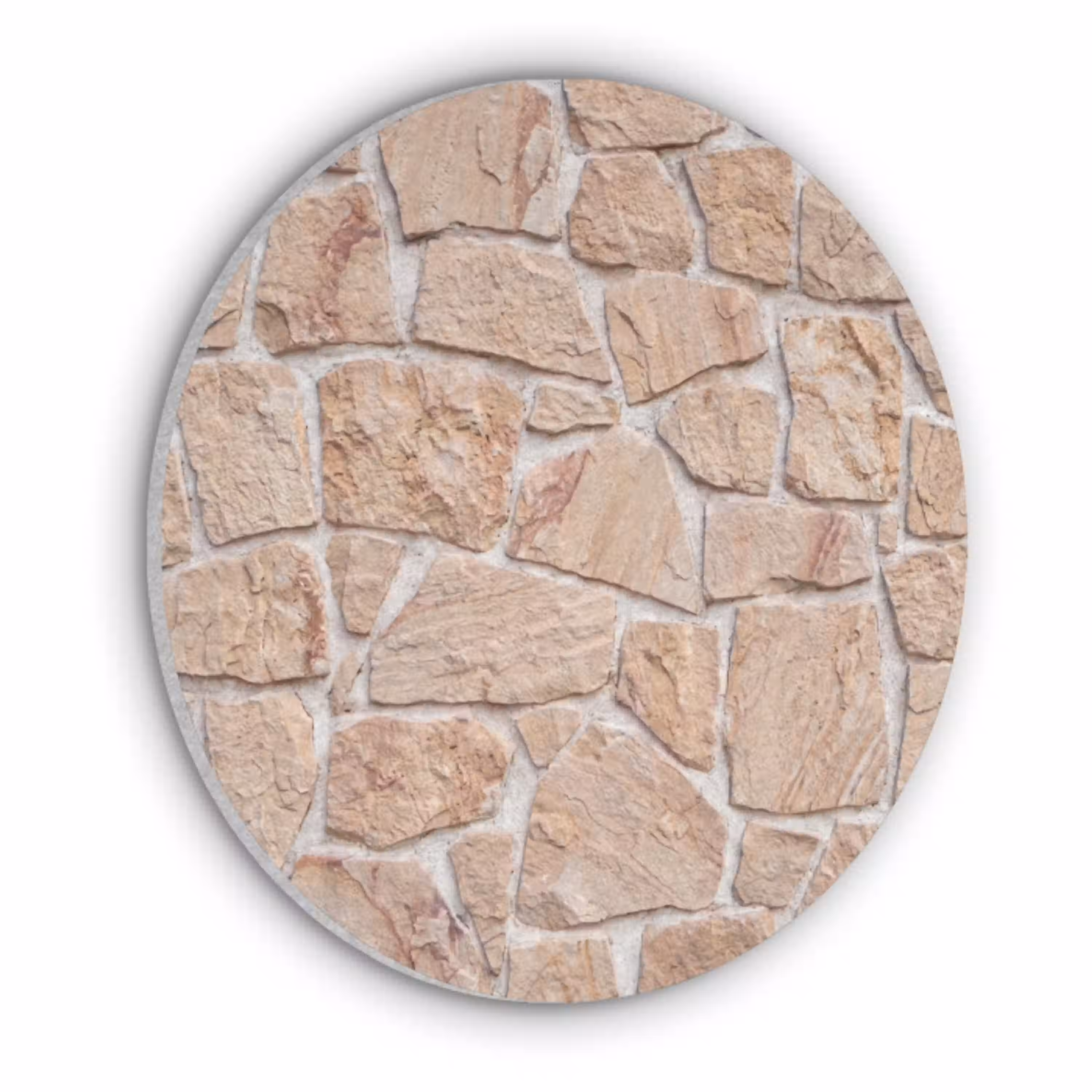 Muur - Steen - Patroon - Rustiek - Beige Akoestische PET Vilt - Rond klein -3d
