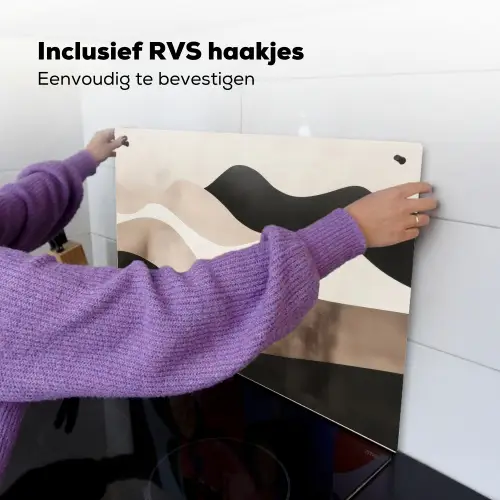 Abstract - Landschap - Golven - Crèmekleur Inductie beschemer met haakjes klein -ky-ophangen-nl