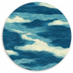 Golven - Abstract - Patroon - Blauw - Wit Wandcirkel kunststof plaat 5mm dik klein 188 -3d
