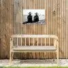 Vrouwen - Zonnehoed - Strand - Zwart - Wit Tuinposter op houten frame 2 cm dik klein -sfeer4