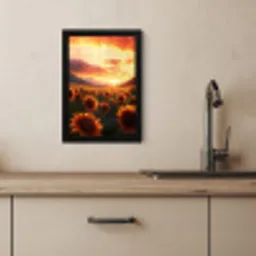 Zonnebloemen - Zonsondergang - Landschap KitchenYeah - Keuken - Fotolijst klein -sfeer2