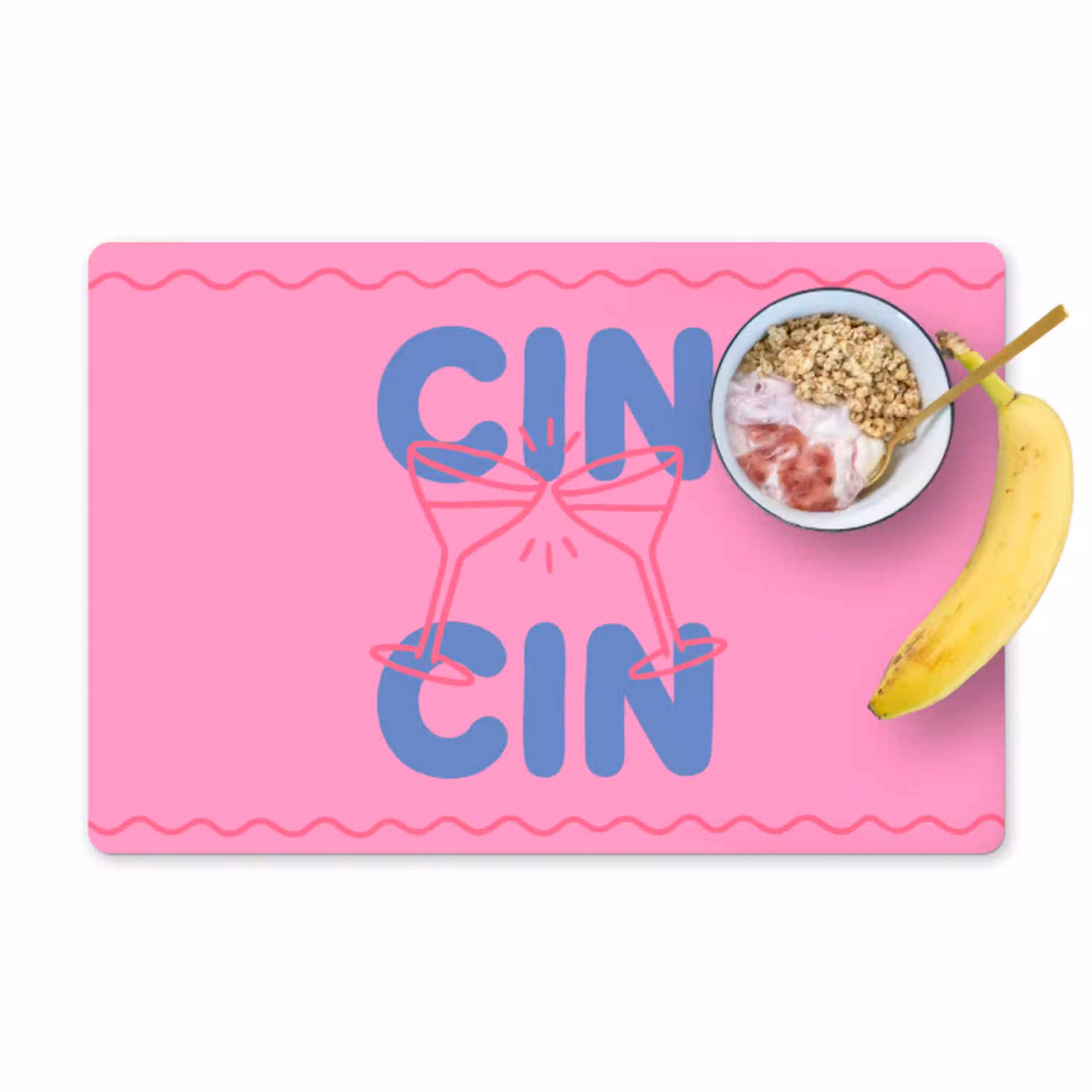 Drank - Glazen - Proost - Modern - Roze Placemat vinyl groot -zzzproduct_Kitchenyeah-website