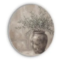 Olijfplant - Aardenpot - Abstract - Beige Akoestische PET Vilt - Rond klein -3d