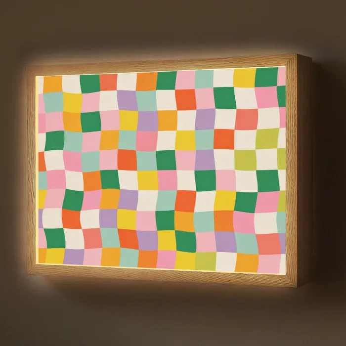 Vierkanten - Kleurrijk - Golvend Light Box met batterij (Wandlamp) middel -z3d_website