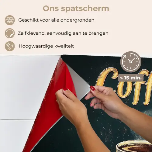 Koffie - Schotel - Koffiebonen - Retro keuken achterwand spatscherm klein -spatscherm_NL