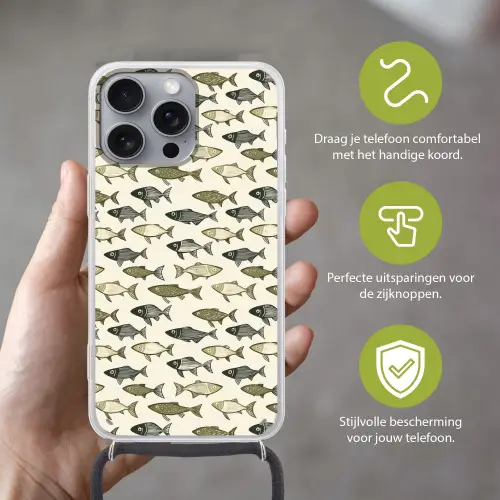 Vissen - Klassiek - Groen Hoesje iPhone 16 Pro Max met koord klein 804 -sfeer2_NL