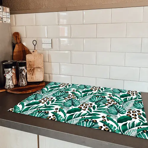 Bladeren - Tropisch - Jungle Inductie beschermer vinyl 3mm klein -sfeer3