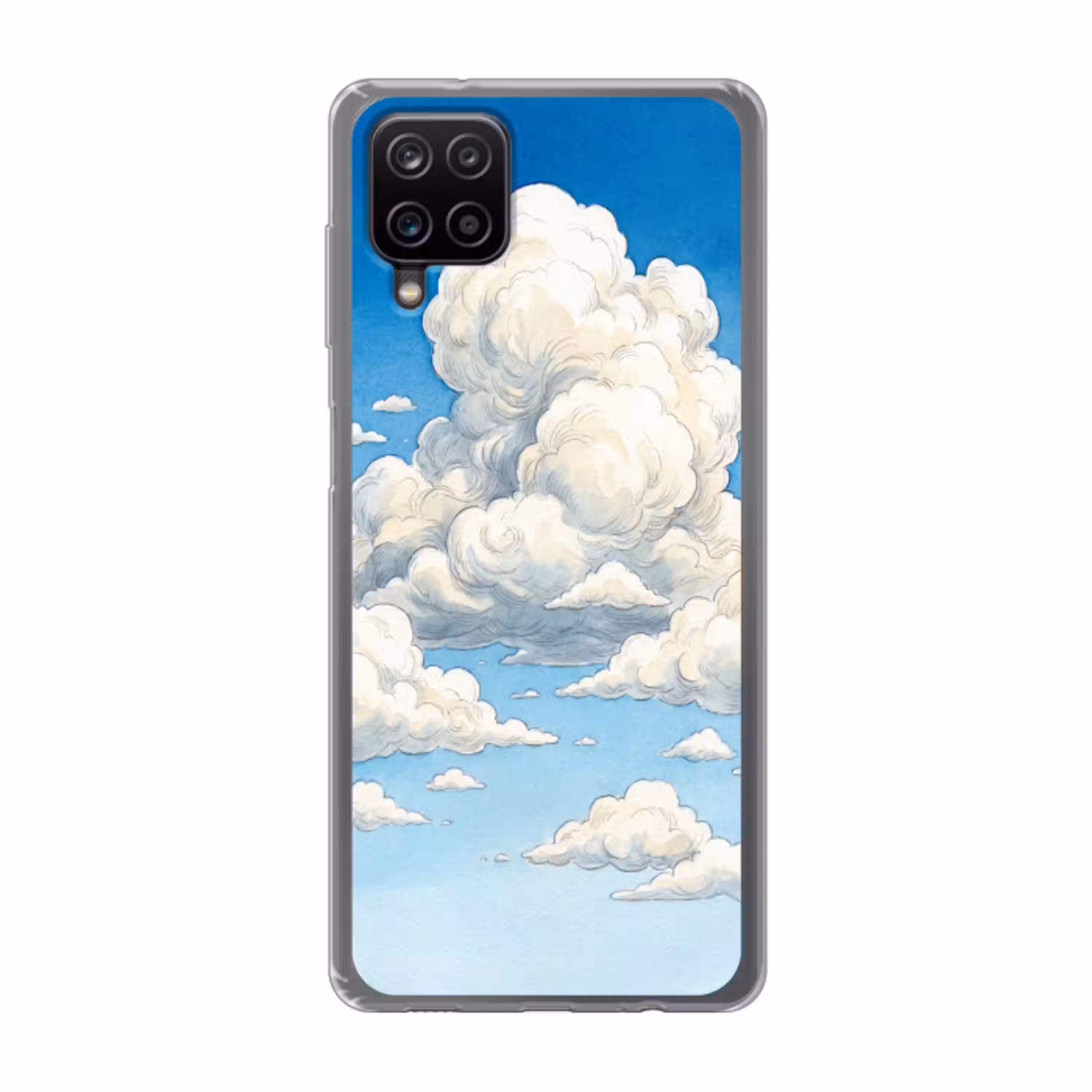 Wolken - Blauwe lucht - Natuur - Modern - Wit Telefoonhoesje Samsung Galaxy A12 klein -3d