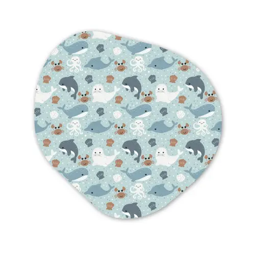 Oceaan - Walvis - Zeehond - Krab Wandcirkel Organisch Forex 3mm klein 629 -3d