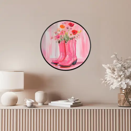 Roze - Bloemen - Cowboy Fotolijst rond zonder passe partout klein -sfeer3