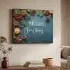 Merry Christmas - Blauw - Kerst - Winter Textielframe zwart klein -sfeer3