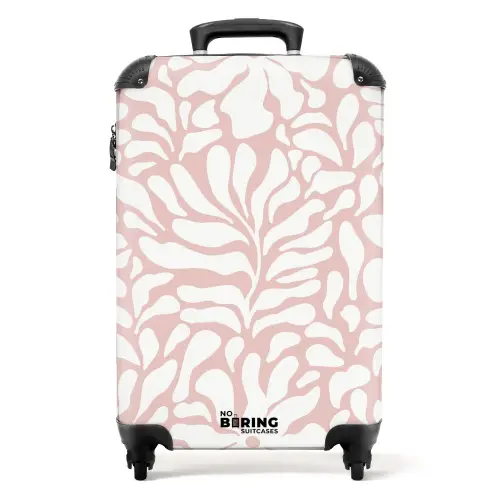 Abstract - Roze/Wit Bloemenpatroon NBS - Handbagage koffer - Kinderen Unisex middel -productfoto_recht