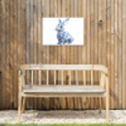 Delftsblauw - Haasje - Wit Tuinposter op houten frame 2 cm dik klein -sfeer4