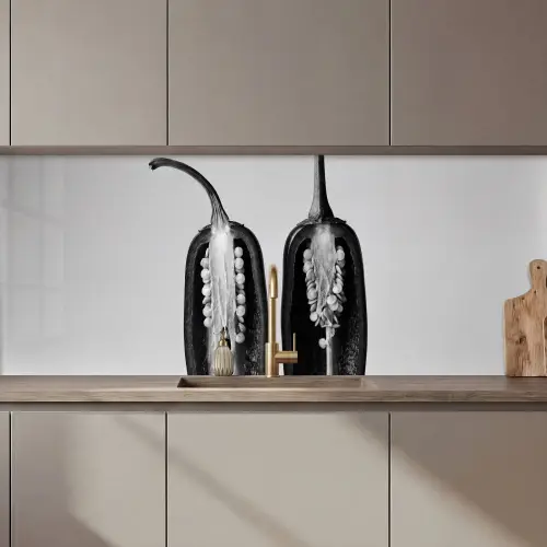 Pepers - Zwart - Wit - Zaadlijsten keuken achterwand 2 middel zz_3dshopping
