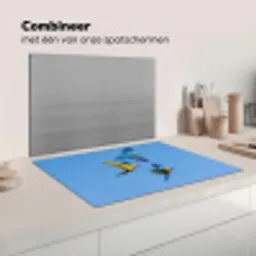 Papagaai - Vliegen - Blauw - Geel Inductie beschermer vinyl 3mm klein -wsfeer7_website