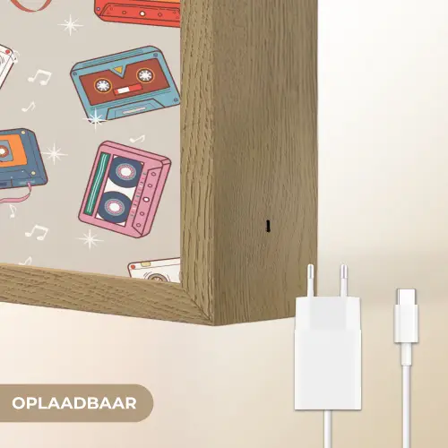 Muziek - Cassette - Patroon Light Box met batterij (Wandlamp) middel 907 -USP_websiteoplaadbaarNL