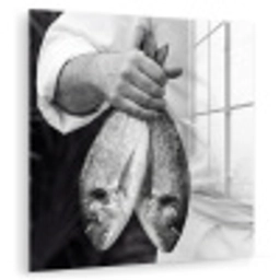 Vissen - Chef - Zwart - Wit plexiglas 5mm klein -zzzproduct_nieuw