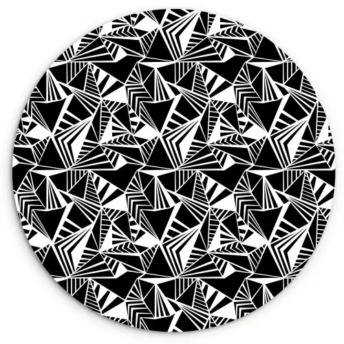 Driehoeken - Geometrisch - Zwart - Wit Wandcirkel plexiglas klein 852 -3d
