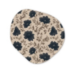 Motief - Bloemen - Zwart - Beige Wandcirkel Organisch Aluminium middel 851 -3d