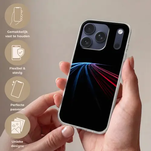 Gaming - Strepen - Gebogen - Blauw Telefoonhoesje iPhone 17 Pro klein -sfeer3_NL