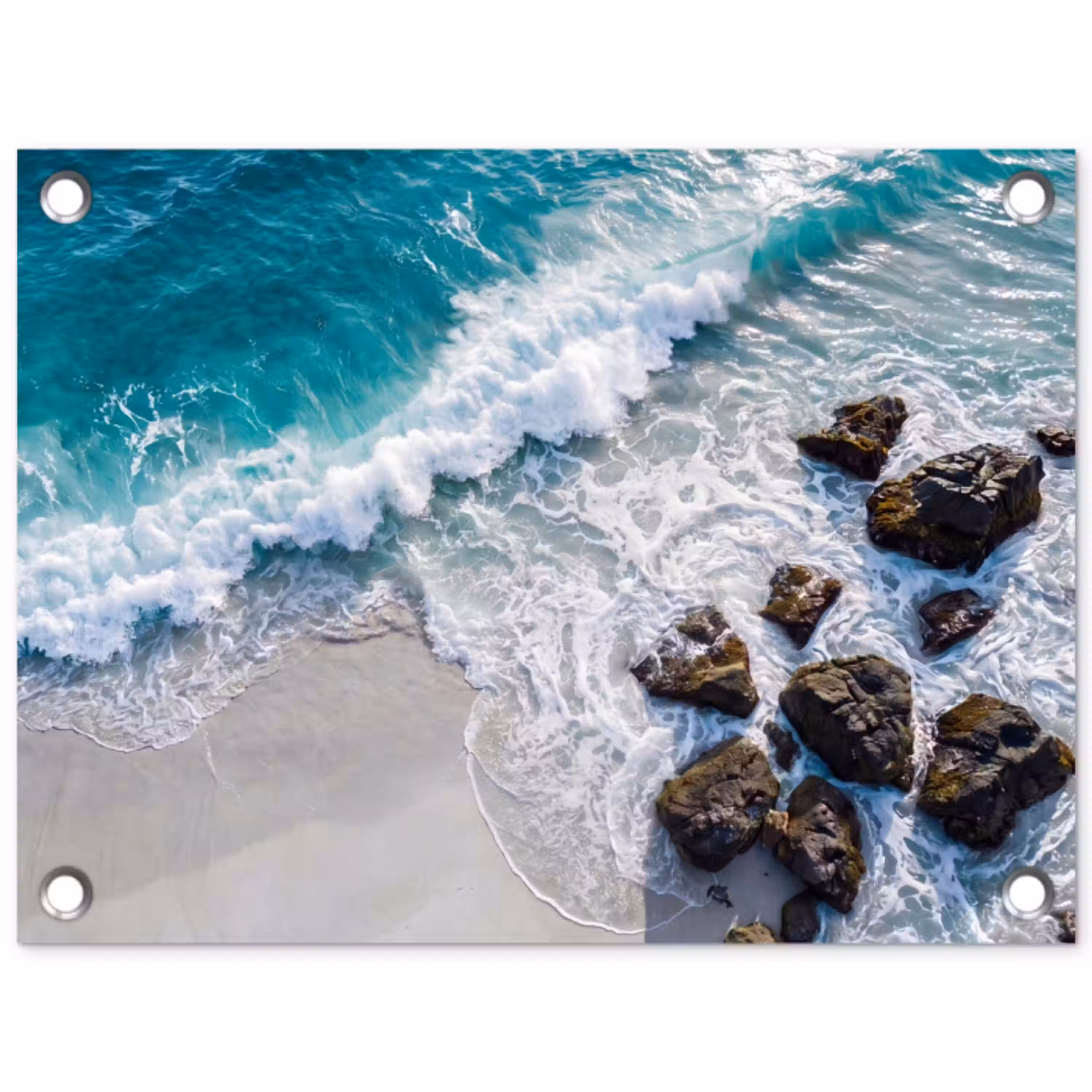 Zee - Golf - Strand - Natuur - Blauw tuinposter los doek klein -3d