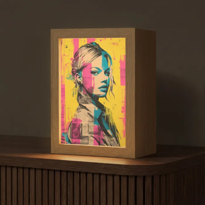 Vrouw - Verfstrepen - Gekleurd Light Box met kabel (Tafellamp) klein -z3d_website
