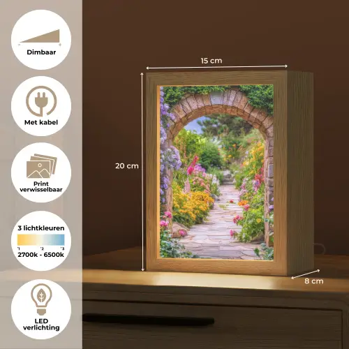 Doorkijk - Bloemen - Pad - Natuur Light Box met kabel (Wandlamp) klein -USP_websiteoverzichtNL