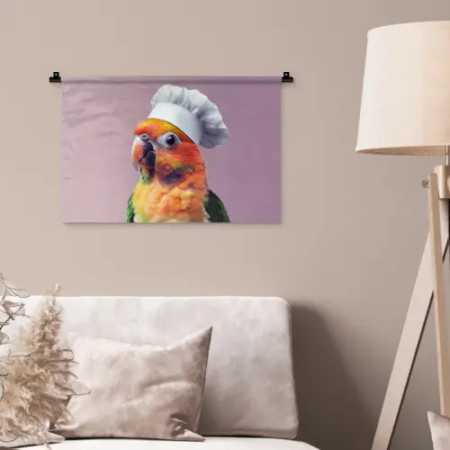 Papegaai - Koksmuts - Nieuwsgierig - Vogel Wandkleed katoen klein -sfeer4