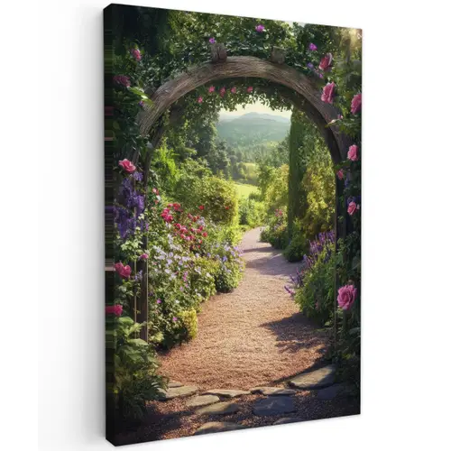 Doorkijk - Bloemen - Natuur - Rozenboog canvas 2cm klein -z3d