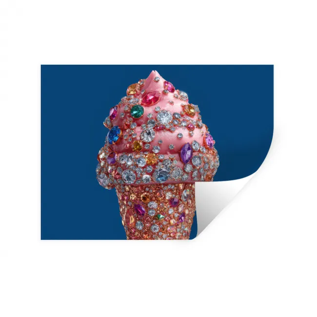 Wall Sticker - Ice cream cone - Rhinestones - Blue