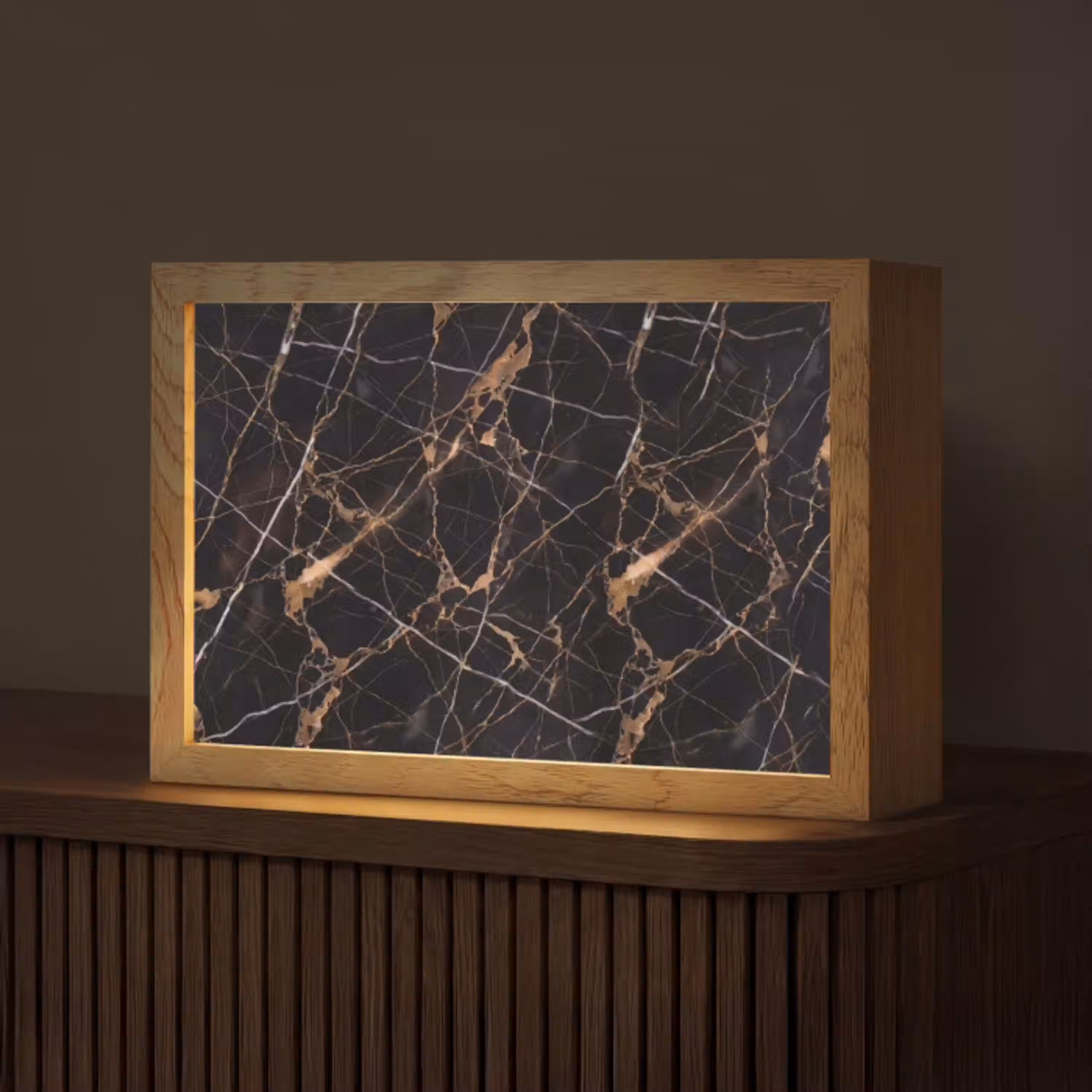 Marmer - Goud - Abstract - Zwart Light Box met kabel (Tafellamp) klein -z3d_website