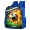 Vuurvoetbal in doelnet vastgelegd Kinderrugzak - Blauw middel -schuin