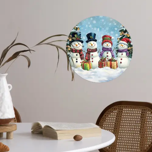 Vrolijk -  Sneeuw - Kleurrijk Wandcirkel behangsticker klein -sfeer3