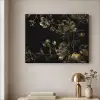 Bloemen - Zwart - Goud - Line art Textielframe zwart klein -sfeer2