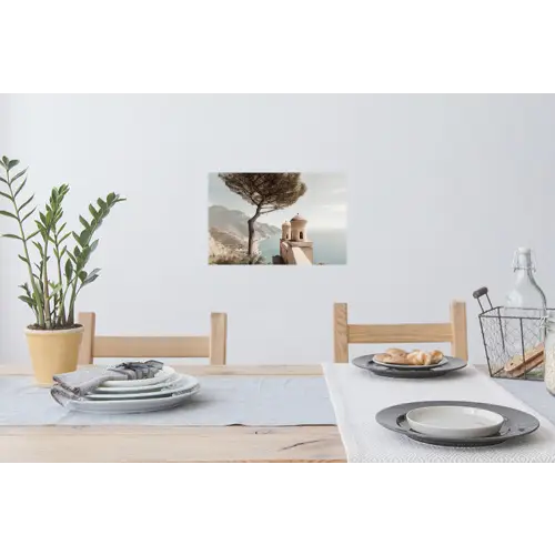 Kust - Klif - Boom - Gebouw Muursticker klein -eettafel