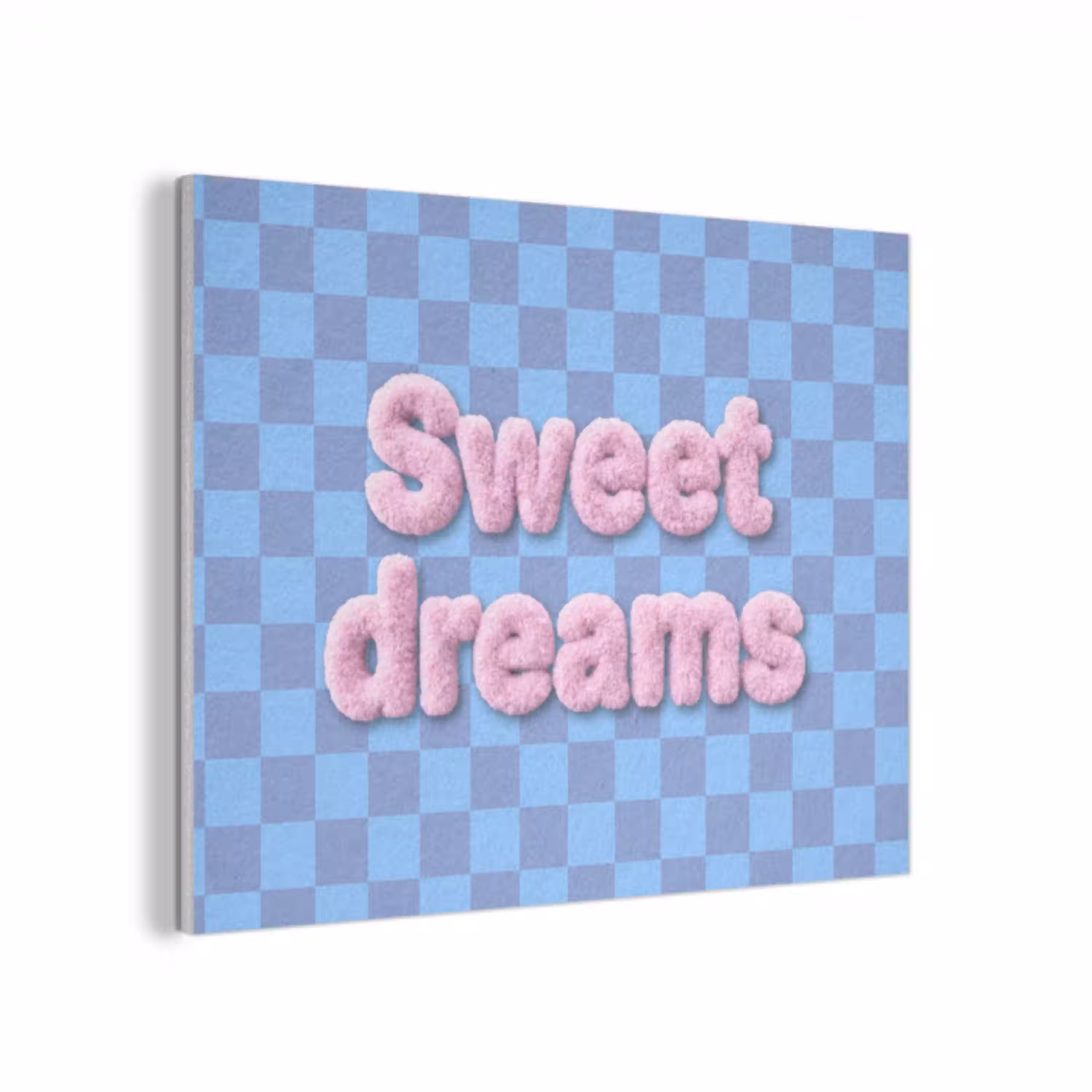 Sweet dreams - Vierkanten - Roze - Blauw PET vilt klein -3d