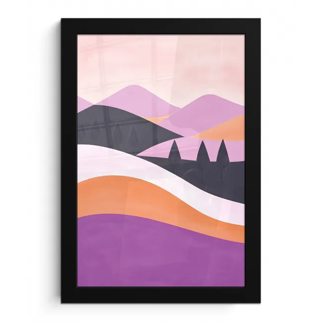 Abstract - Heuvels - Bomen - Groen fotolijst zwart zonder passe partout klein -3d